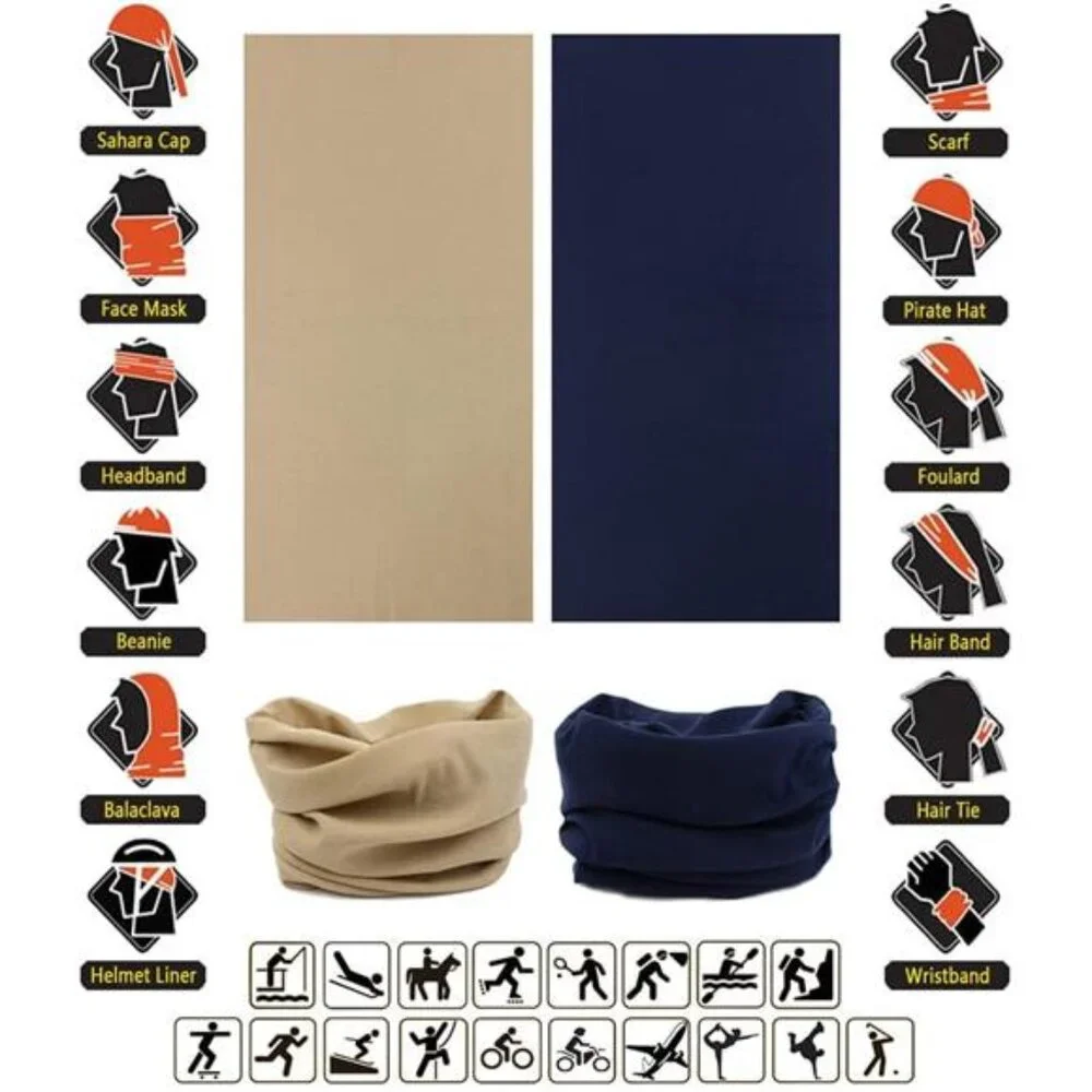 6Pcs Men's Headband Neck Gaiter Head Wrap Headwear Face Mask Magic Scarf Bandana